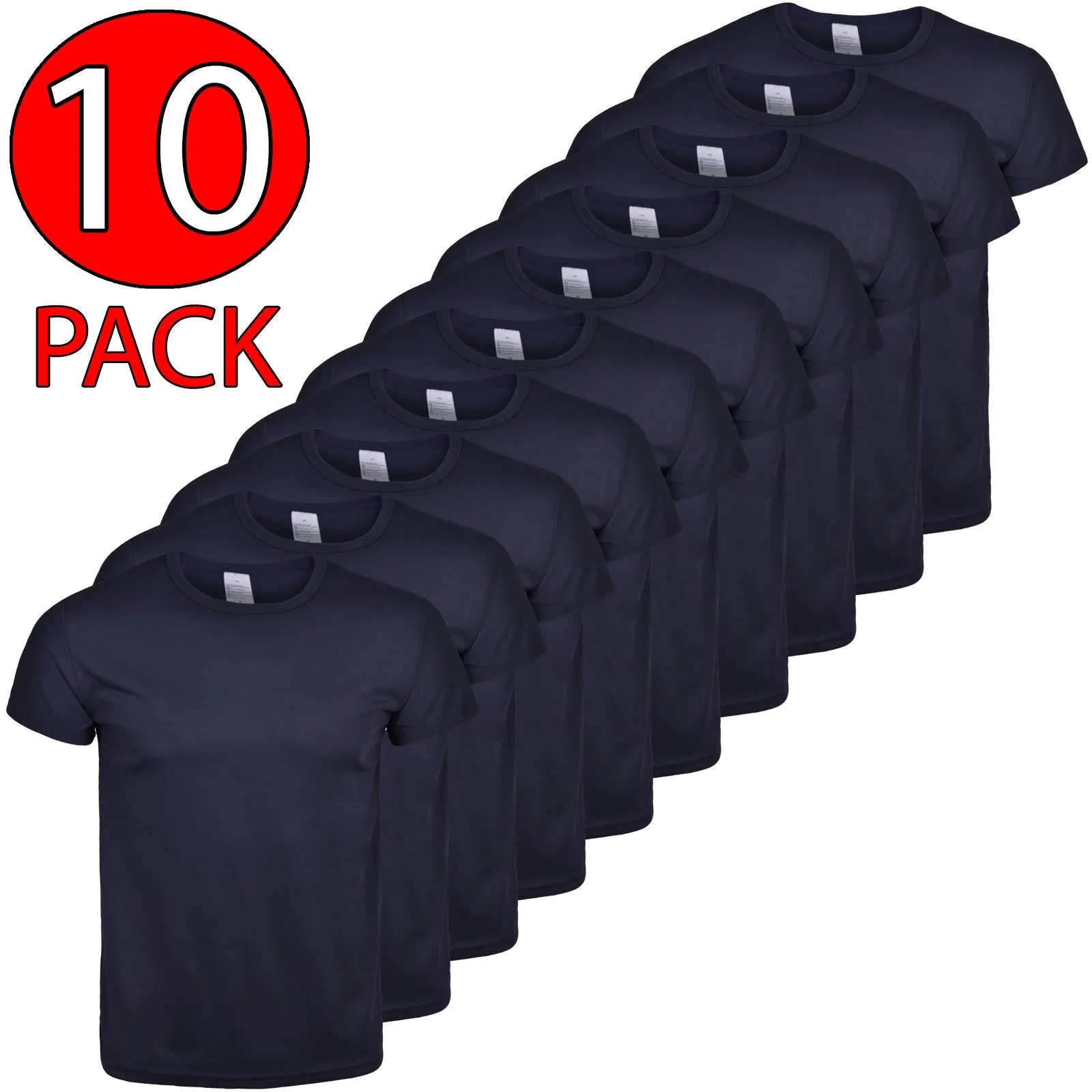 10 Pack Mens Plain Quick Dry T-Shirts