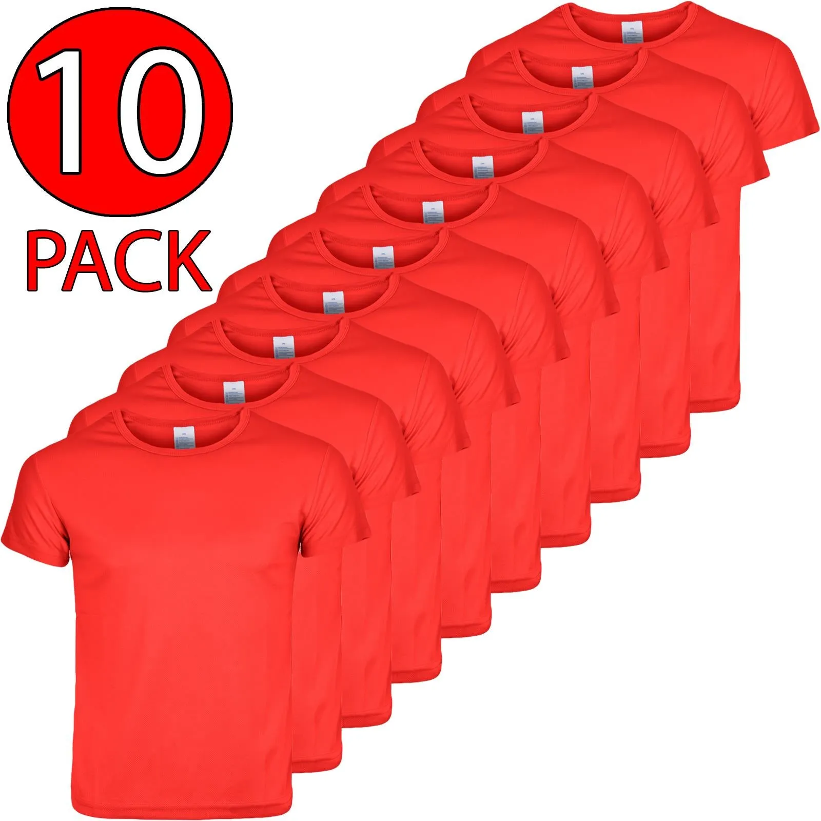 10 Pack Mens Plain Quick Dry T-Shirts