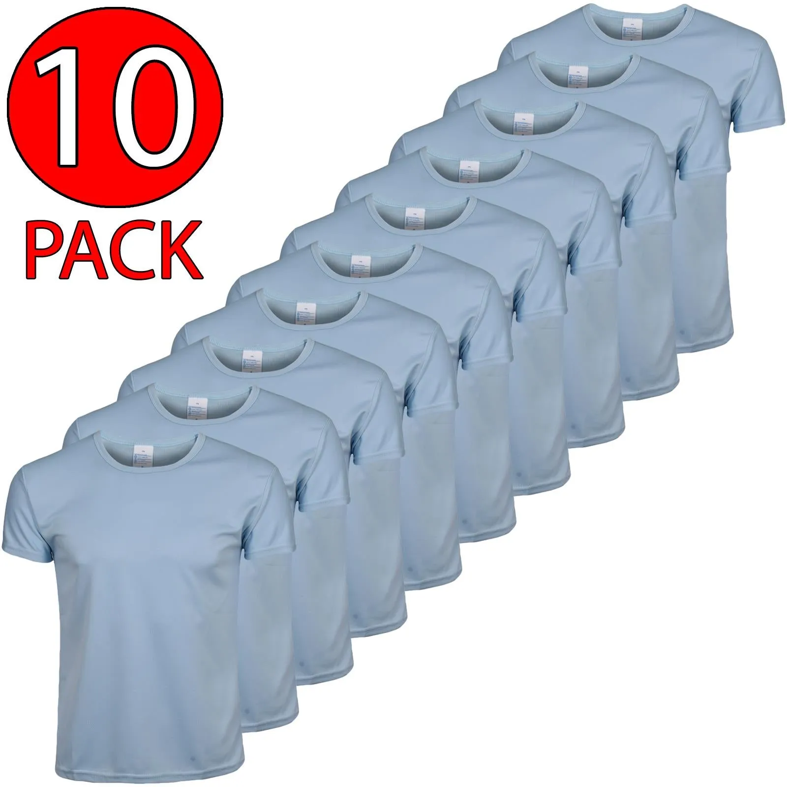 10 Pack Mens Plain Quick Dry T-Shirts