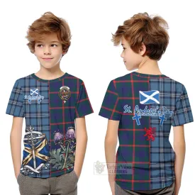 Agnew Tartan Kid T-Shirt Happy St. Andrew's Day Half Tartan Style