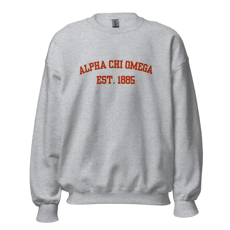 Alpha Chi Omega Sorority "Est. 1885" Sports Lettering PNG Sublimation Design