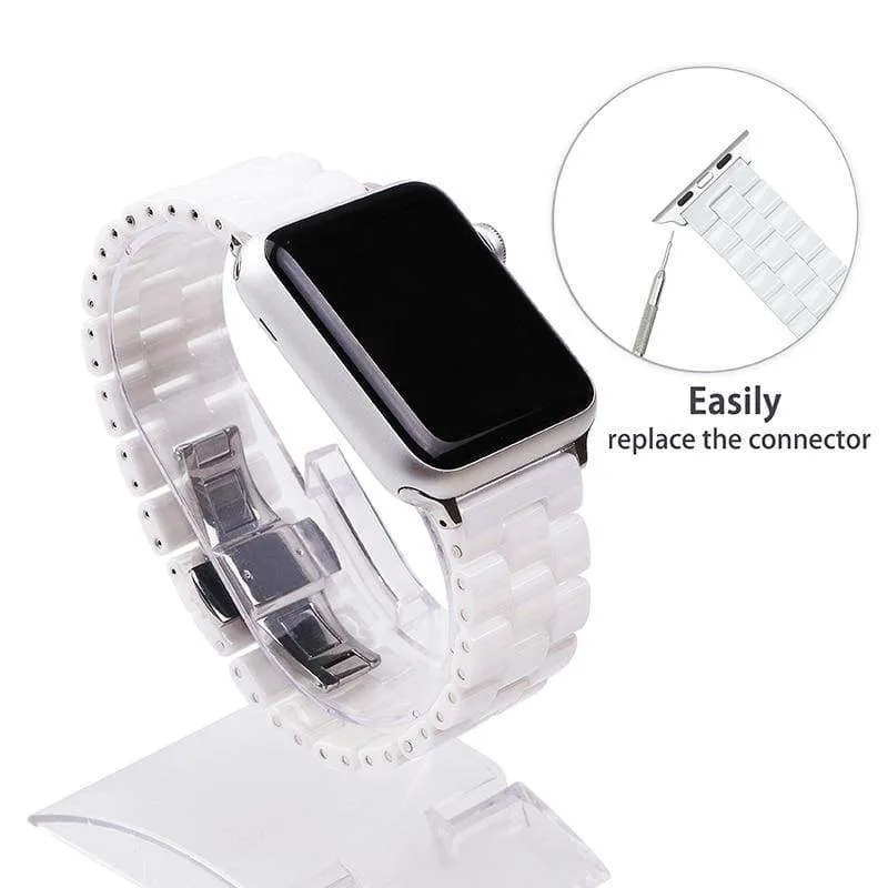 Apple Watch Ceramic Band, Stainless Steel Link Watchband Series