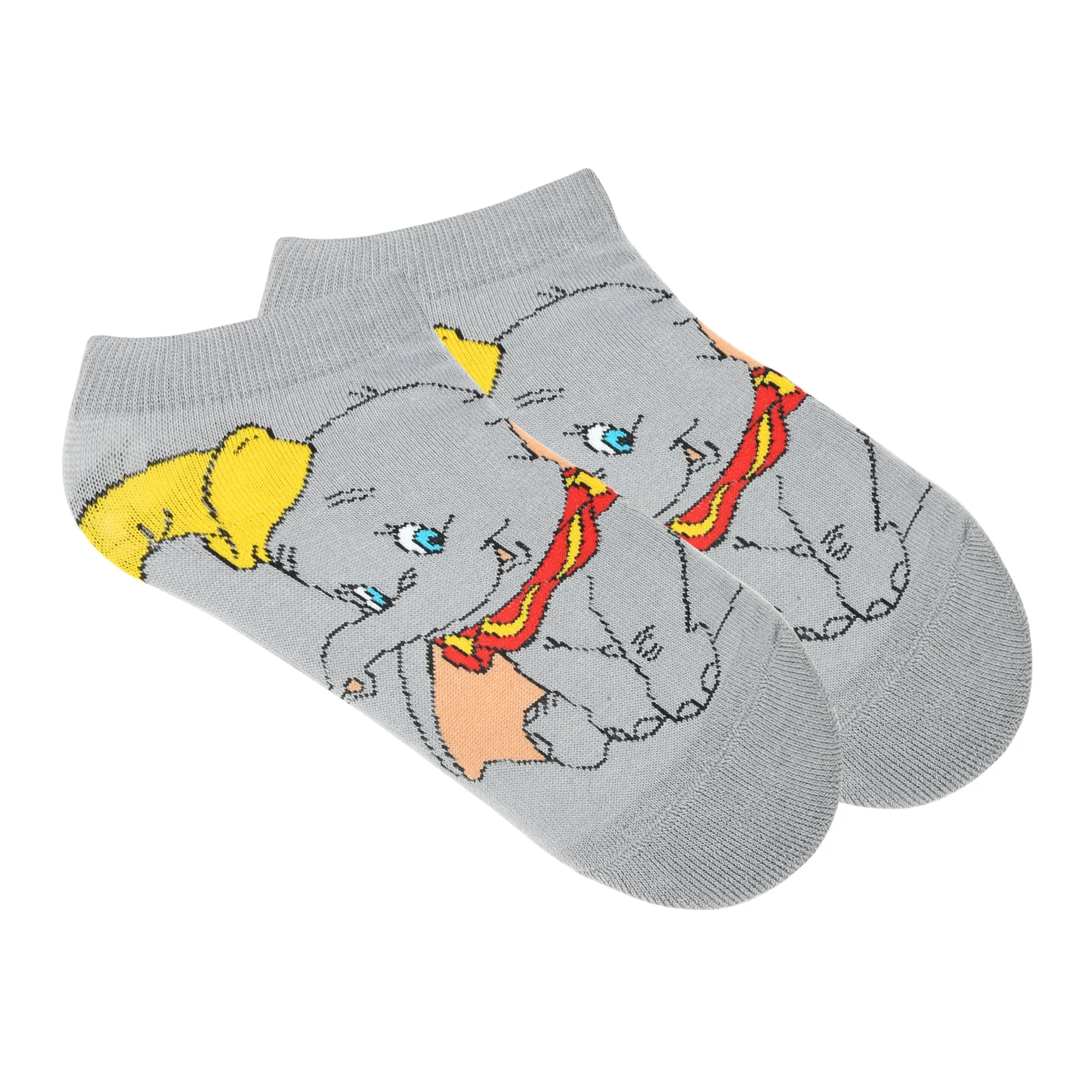 Balenzia X Disney Character Cushioned Ankle socks for women-Dumbo (Pack of 1 Pair/1U)-Grey