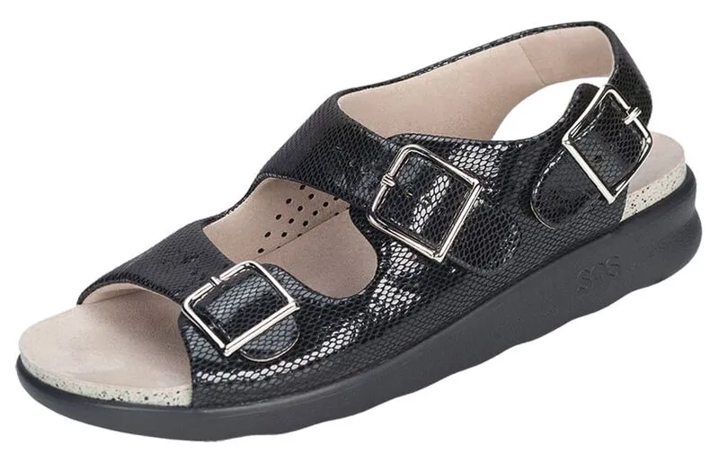 BLK SNAKE | SAS WOMEN Relaxed Heel Strap Sandal RELAXED 211 Brandy's Shoes Made in USA