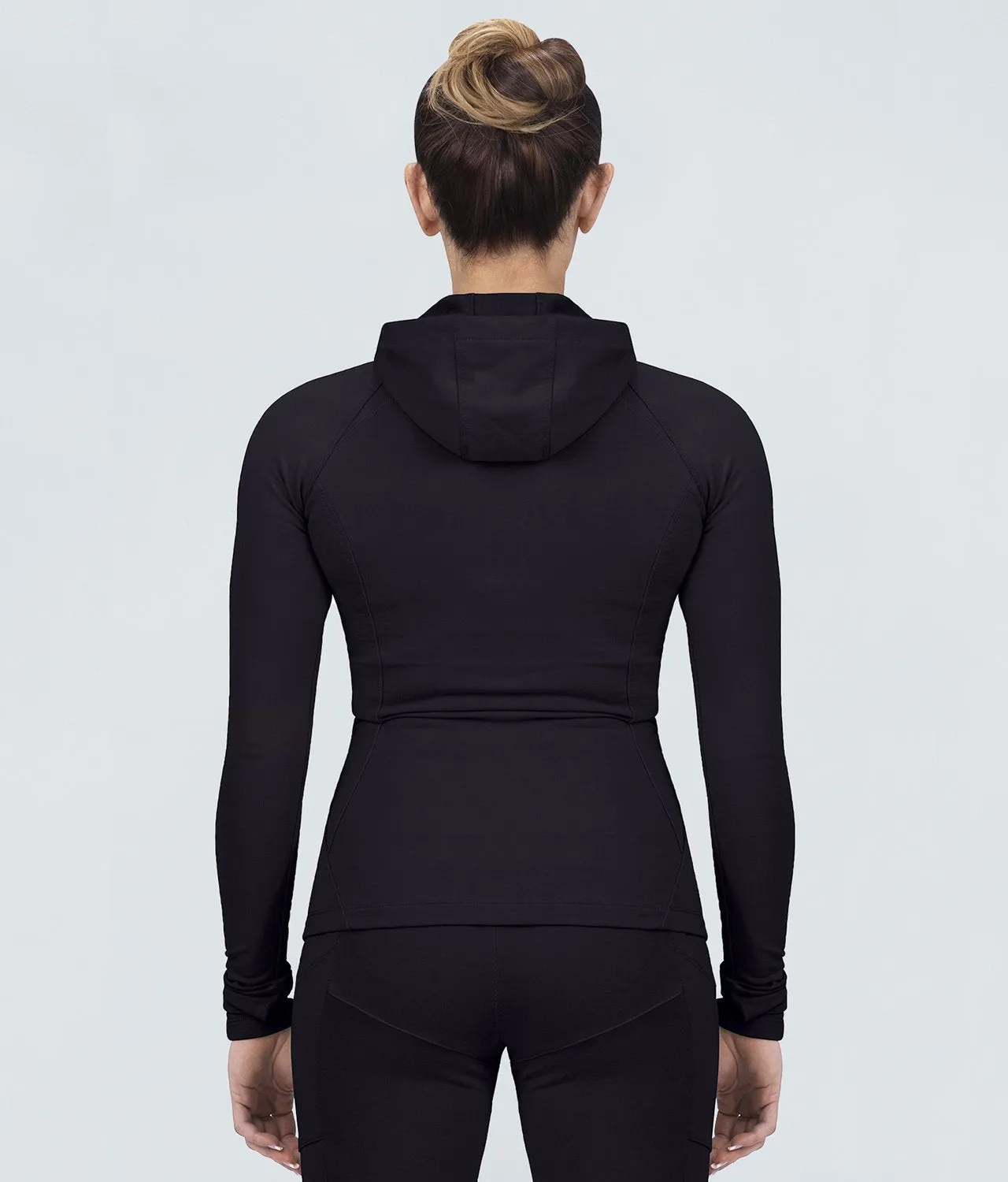 Born Tough Contoured Black Sleeve Loops Running Tracksuit Hoodie for Women