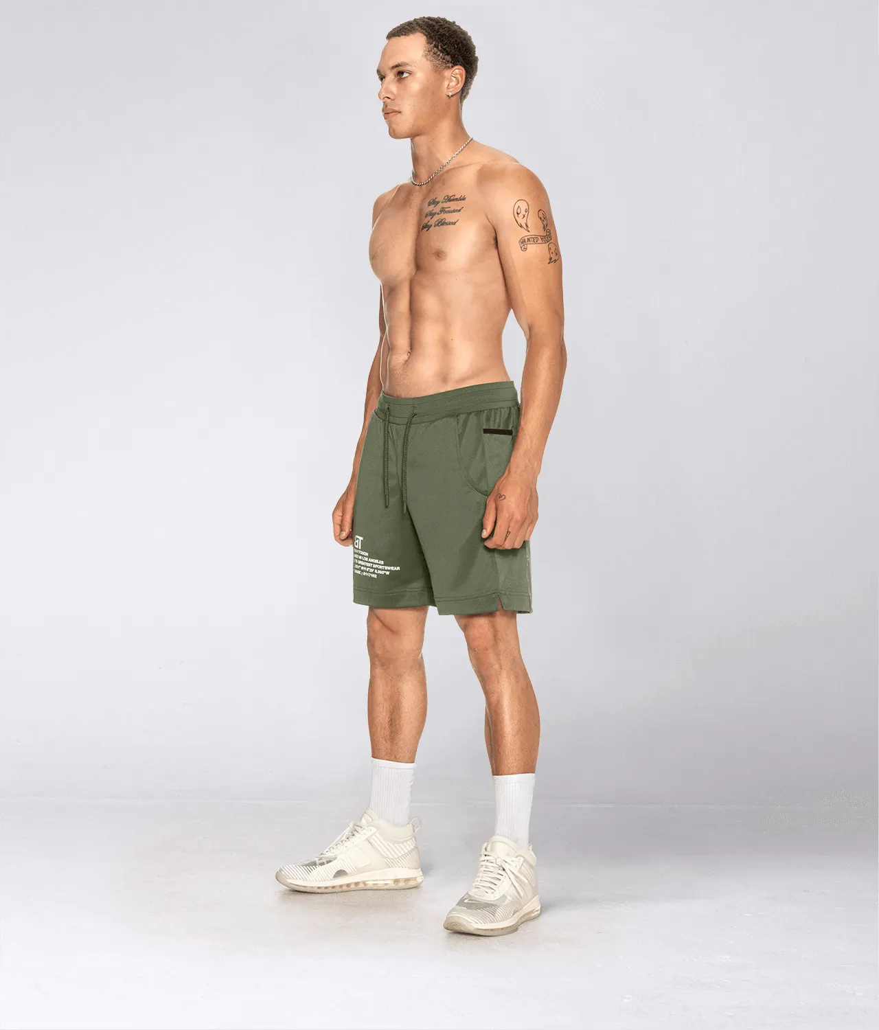 Born Tough Momentum 9" Running Shorts for Men Military Green