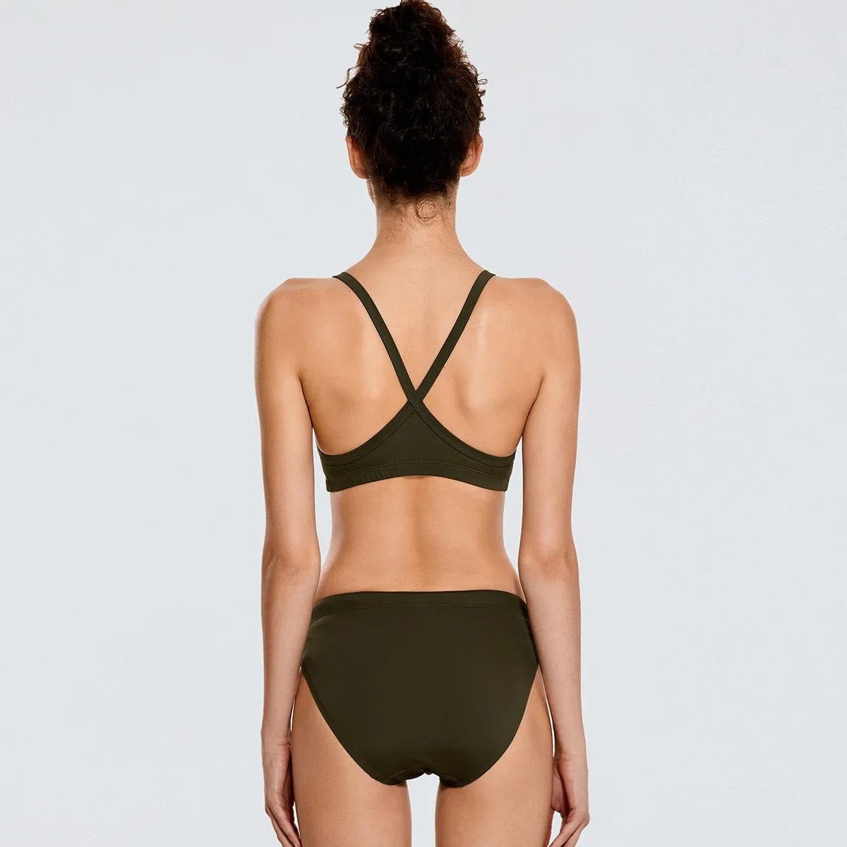 Classic Athletic Training Olive Two Piece Bikini Set