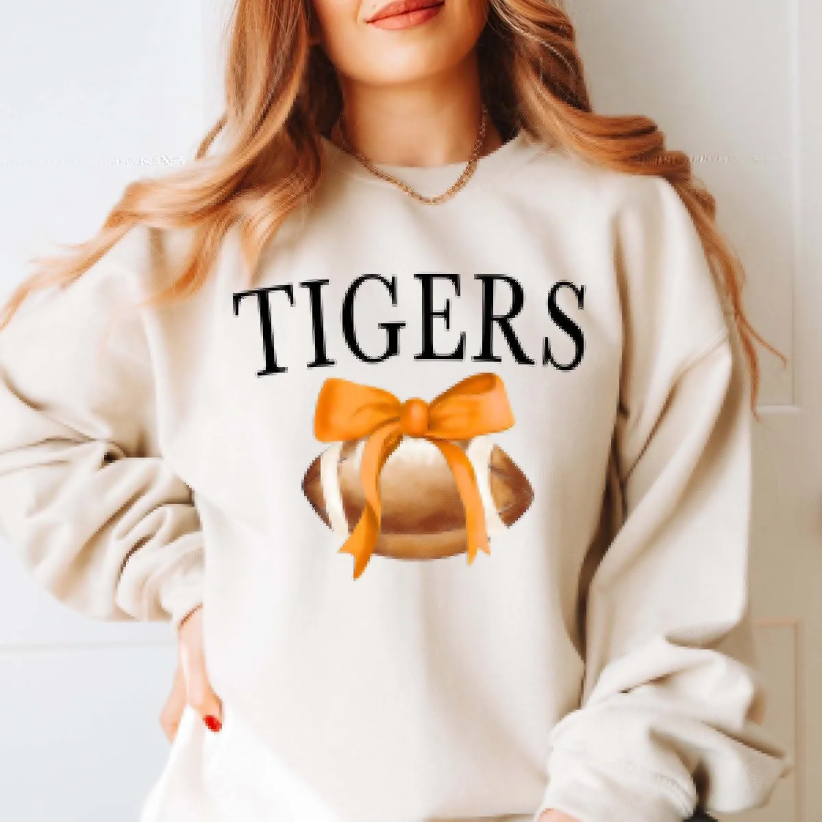 Custom Football Team With Bow Wholesale Sweatshirts - Quick Shipping