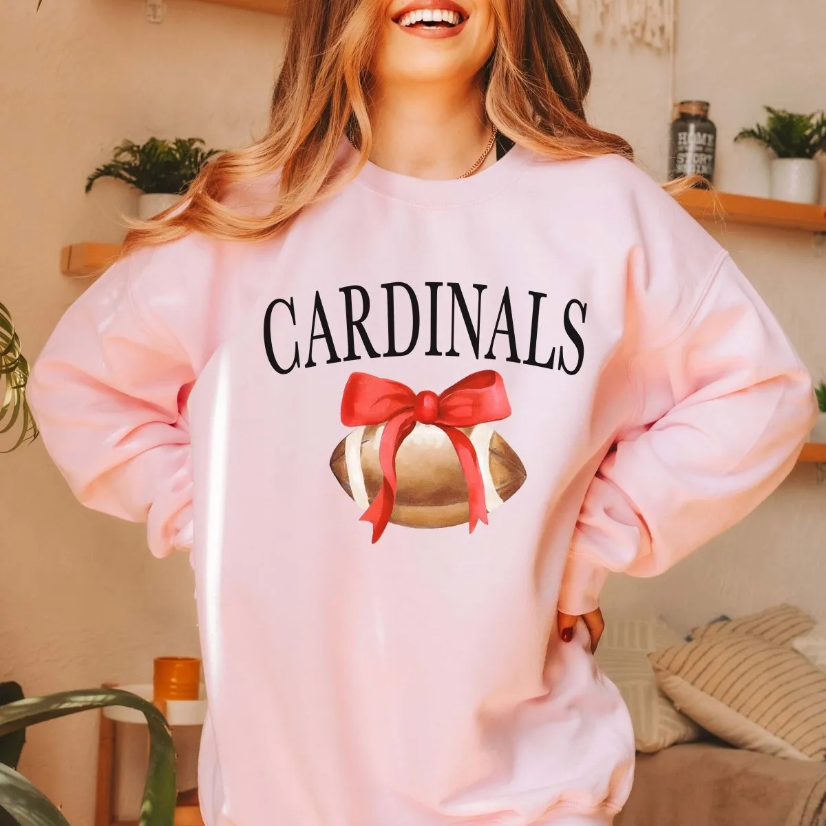 Custom Football Team With Bow Wholesale Sweatshirts - Quick Shipping