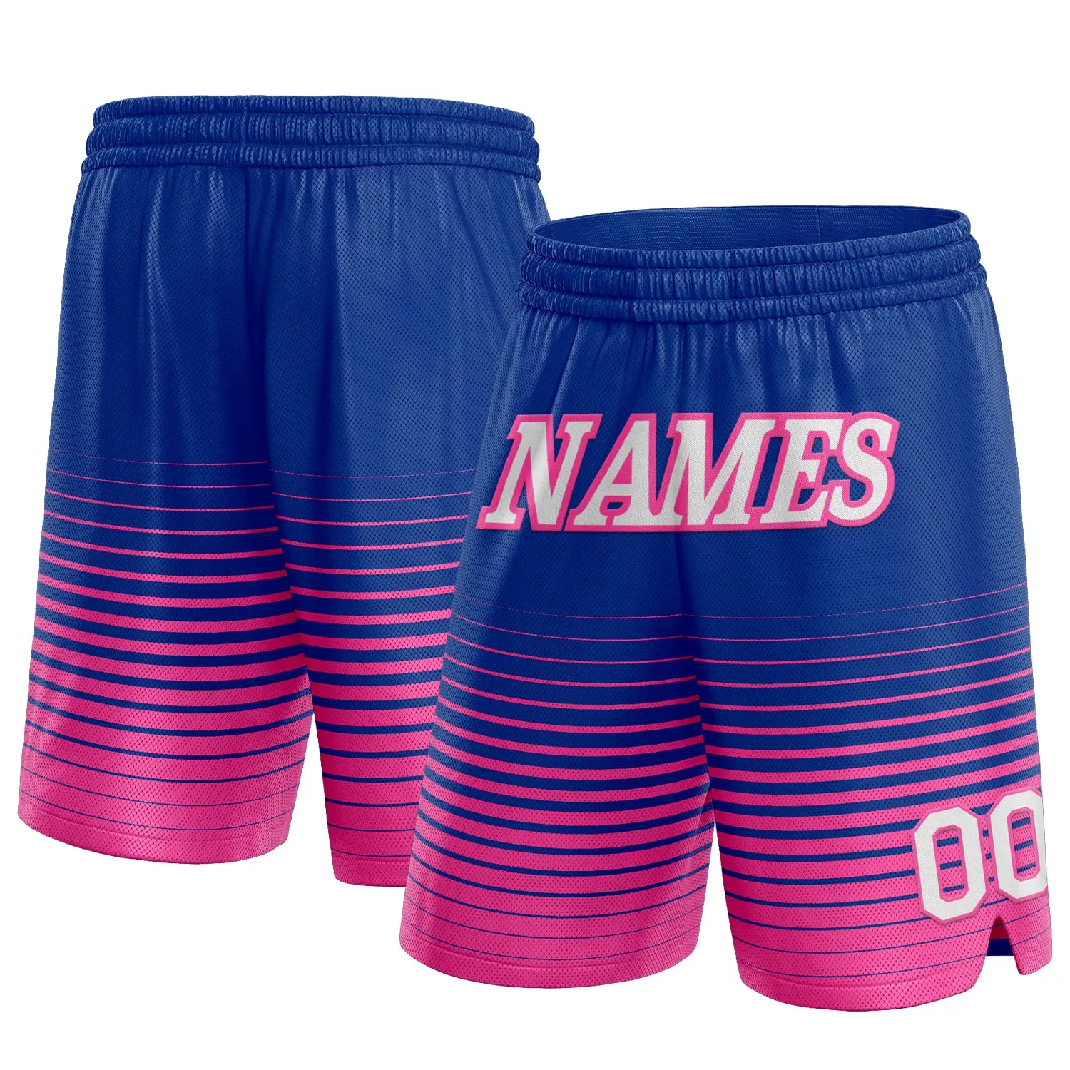 Custom Royal White-Pink Pinstripe Fade Fashion Authentic Basketball Shorts