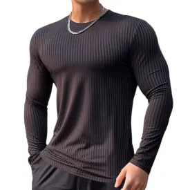 Gym Fitness T-shirt Men Casual Long Sleeve Skinny Shirt Male Bodybuilding Tees Tops Running Sports Quick Dry Training Clothing