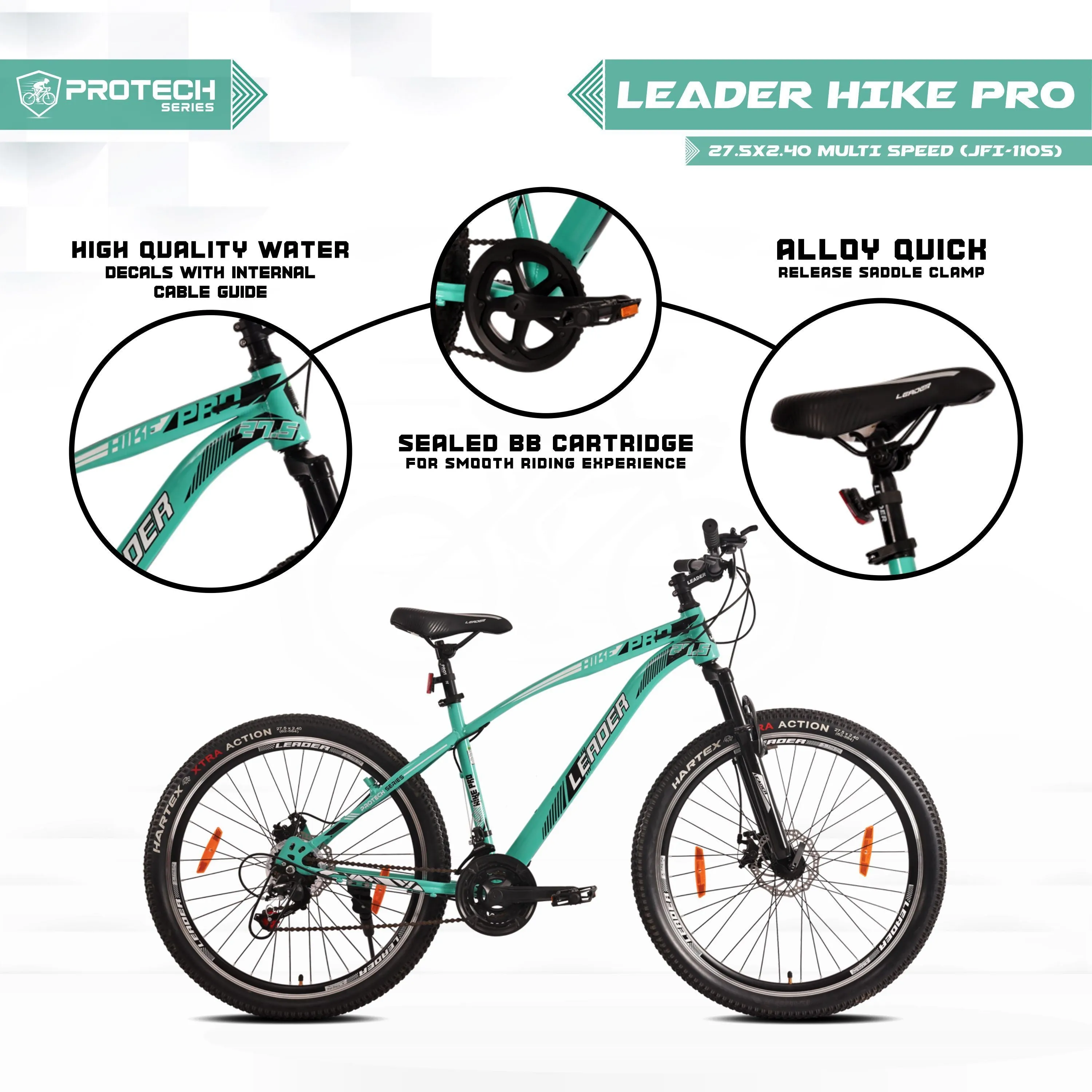 Hike Pro 27.5t [21-speed] Mtb Cycle With Dual Disc Brake And Front Suspension 27.5 T (21 Gear | Green)