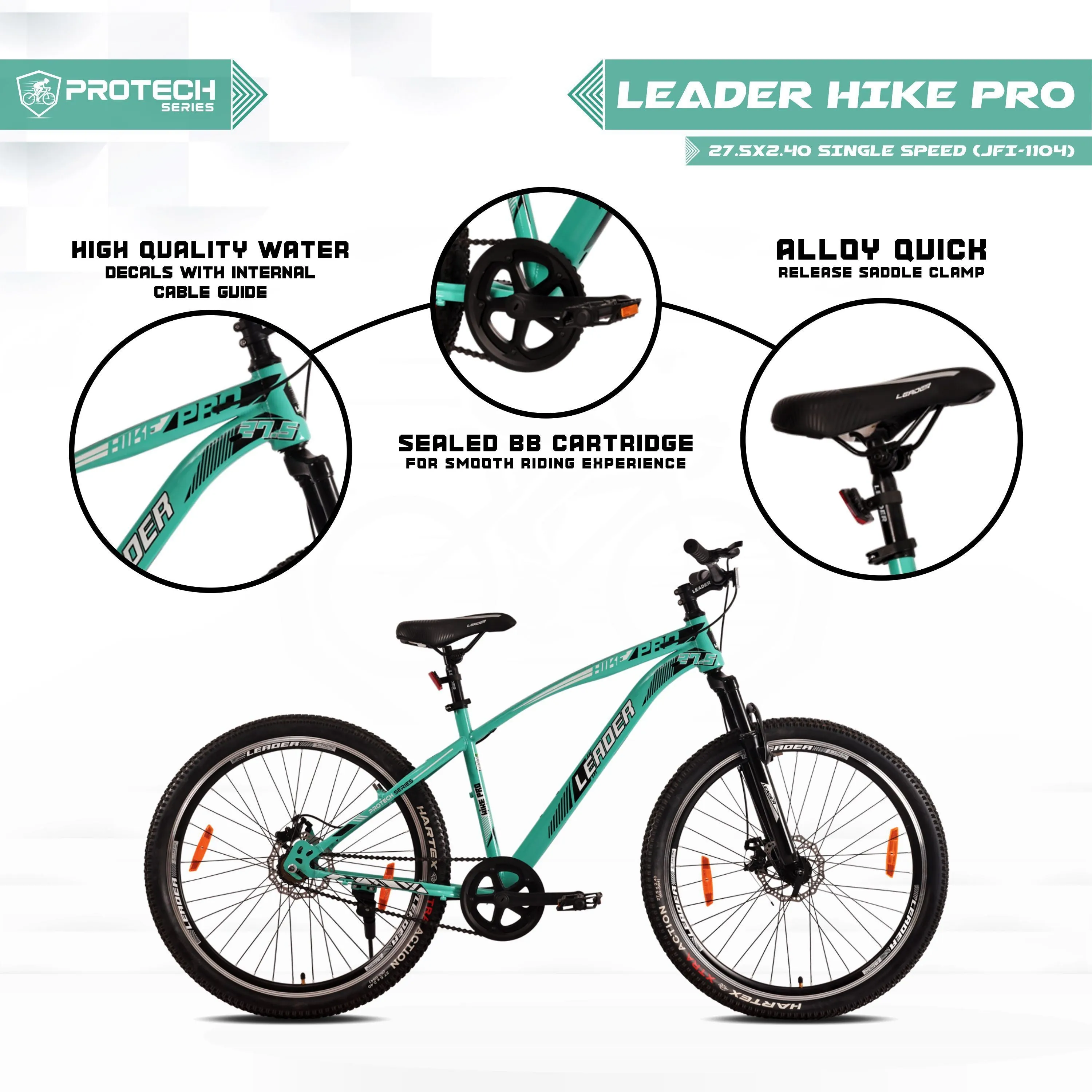 Hike Pro 27.5t Single Speed Mtb Cycle With Dual Disc Brake And Front Suspension 27.5 T (Single Speed | Green)