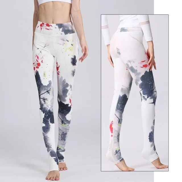 KittenAlarm - Mojoyce Cloud Hide Yoga Pants Flower Sports Leggings  High Waist Sexy Women Long Tights Running Trouser Workout Plus Size Tummy Control