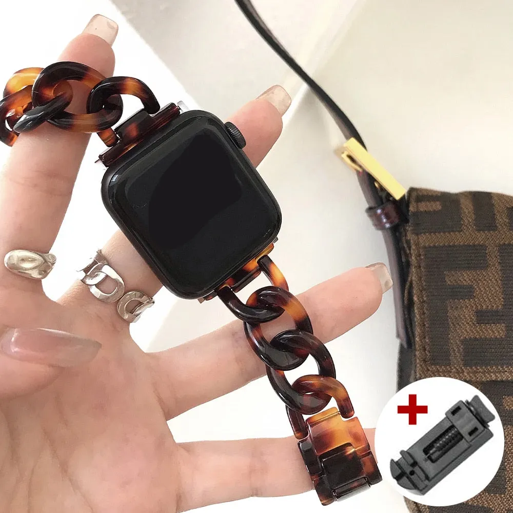 Luxury Strap For Apple Watch Band Series 8 7 6 5 Resin Lady Bracelet