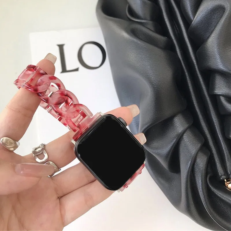 Luxury Strap For Apple Watch Band Series 8 7 6 5 Resin Lady Bracelet