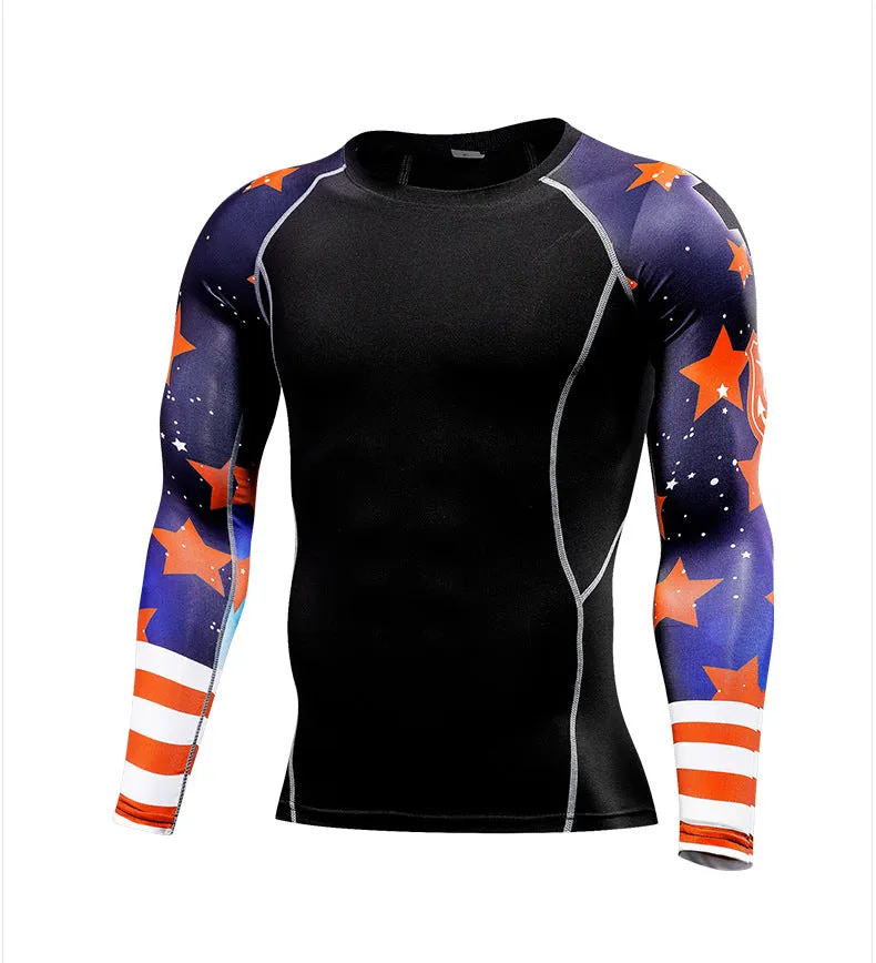 Mens Splice UV Sun Protection UPF 50  Skins Custom Sublimation Print Long Sleeves Rash Guard