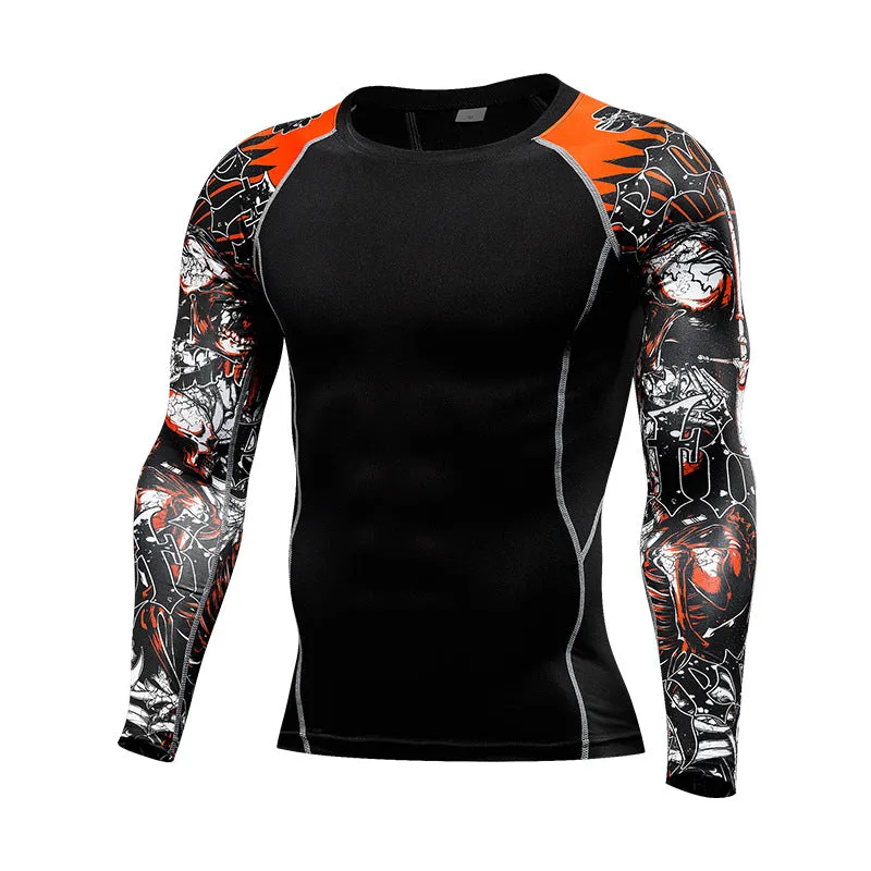 Mens Splice UV Sun Protection UPF 50  Skins Custom Sublimation Print Long Sleeves Rash Guard