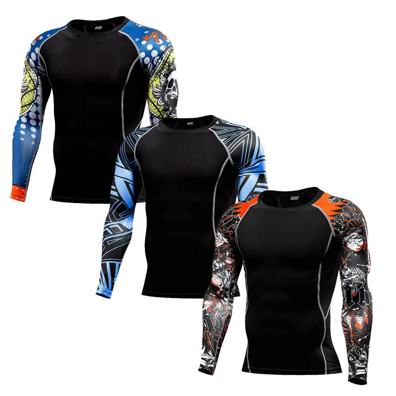 Mens Splice UV Sun Protection UPF 50  Skins Custom Sublimation Print Long Sleeves Rash Guard