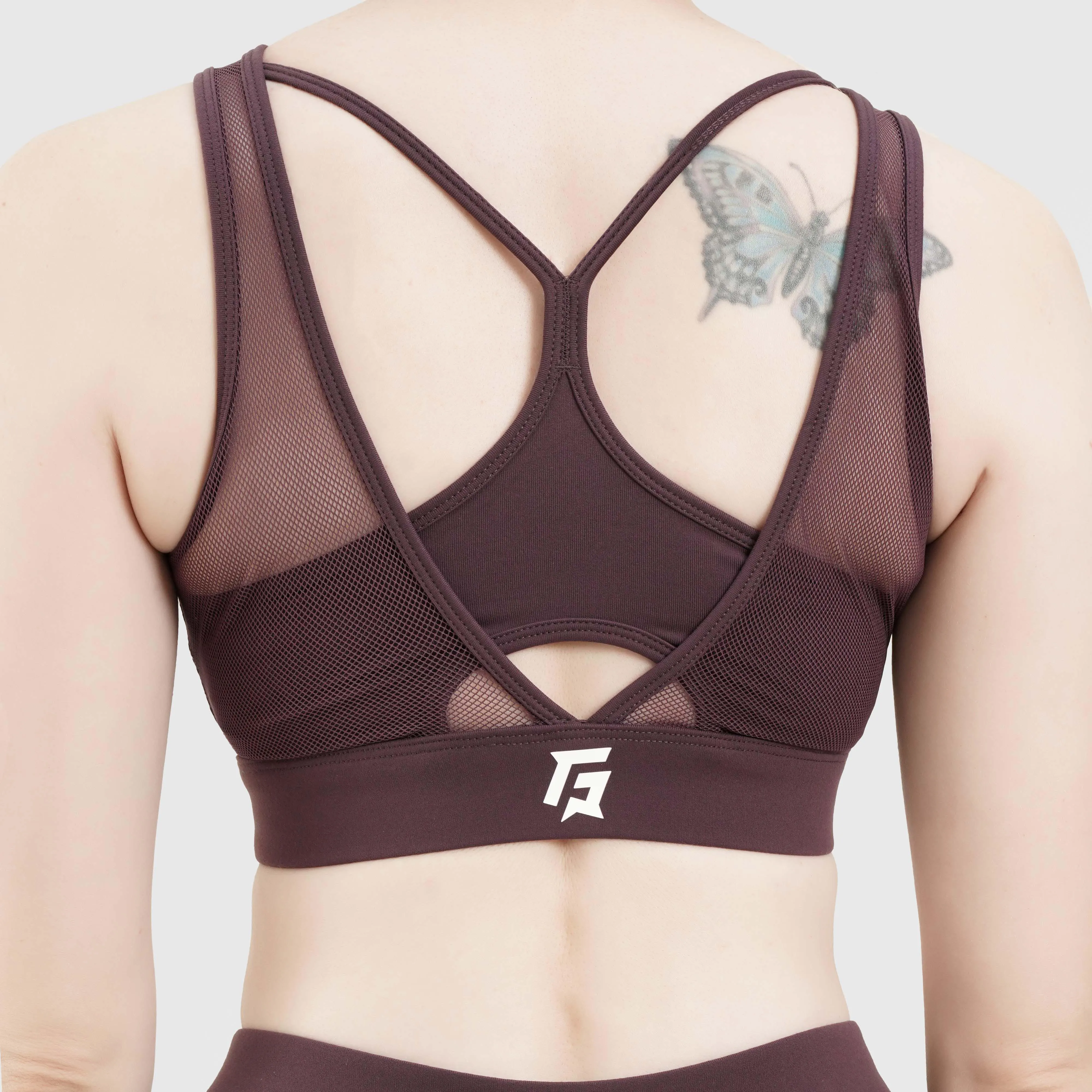 Mesh Sports Bra (Burgundy)