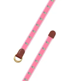 Pink Pineapple Motif D-Ring Belt