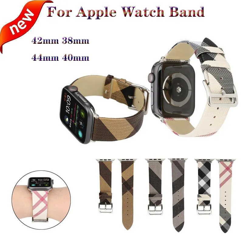 Plaid Checkered Pattern Leather Bracelet Strap For Apple Watch band Series Women/Men Watches Wristband For iWatch 38/40/41mm 42/44/45mm