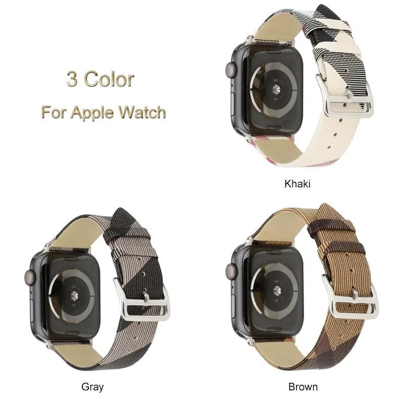 Plaid Checkered Pattern Leather Bracelet Strap For Apple Watch band Series Women/Men Watches Wristband For iWatch 38/40/41mm 42/44/45mm