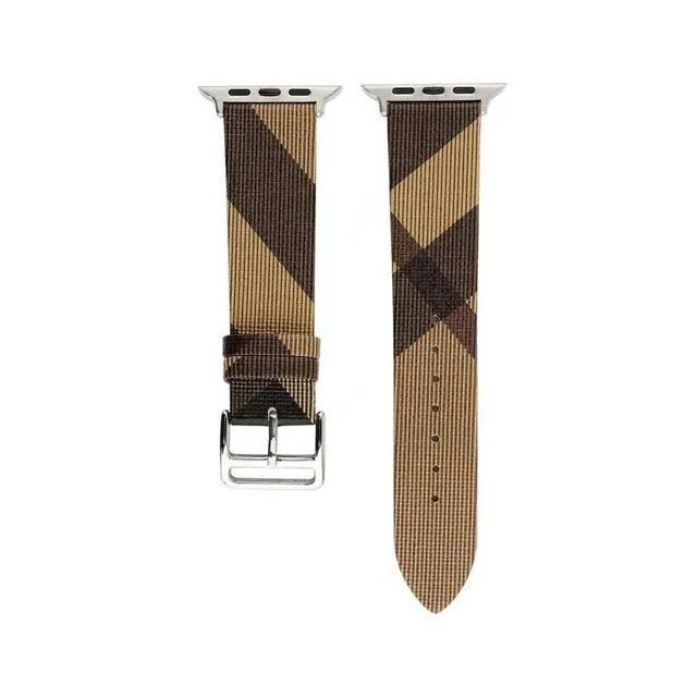 Plaid Checkered Pattern Leather Bracelet Strap For Apple Watch band Series Women/Men Watches Wristband For iWatch 38/40/41mm 42/44/45mm