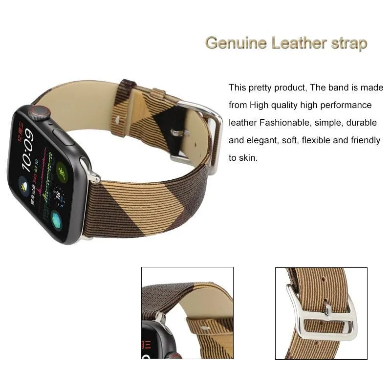 Plaid Checkered Pattern Leather Bracelet Strap For Apple Watch band Series Women/Men Watches Wristband For iWatch 38/40/41mm 42/44/45mm