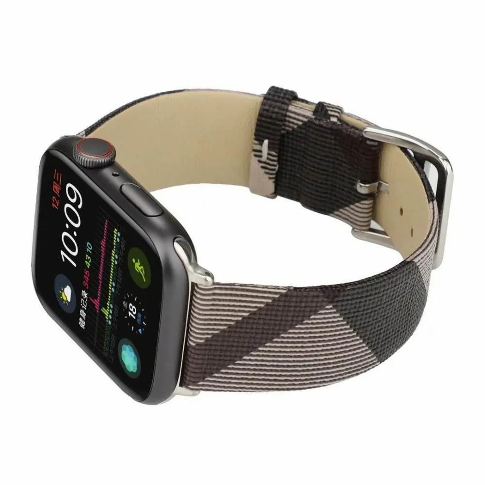 Plaid Checkered Pattern Leather Bracelet Strap For Apple Watch band Series Women/Men Watches Wristband For iWatch 38/40/41mm 42/44/45mm