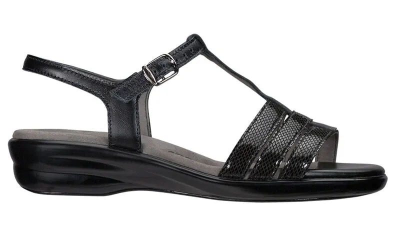 SAS Capri WOMENS Black Snake Sandal 2300-229 Brandy's Shoes Made in USA