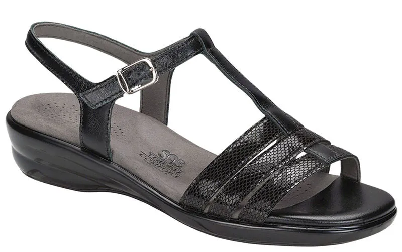 SAS Capri WOMENS Black Snake Sandal 2300-229 Brandy's Shoes Made in USA