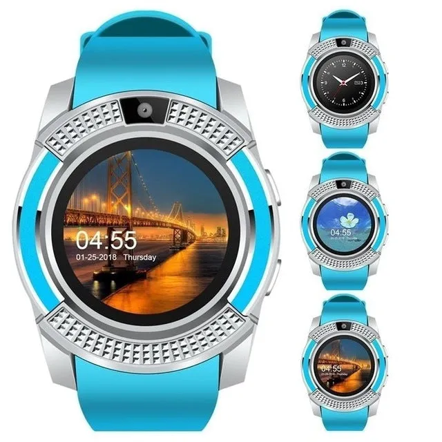 Smart Watch V8 Men Bluetooth Sport Watches Women Ladies Rel gio Smartwatch with Camera Sim Card Slot Android Phone