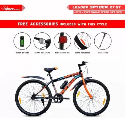 Spyder 27.5T MTB Cycle/Bike Single Speed with Complete Accessories 27.5 T Mountain Cycle  (Single Speed | Black | Orange)