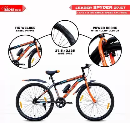 Spyder 27.5T MTB Cycle/Bike Single Speed with Complete Accessories 27.5 T Mountain Cycle  (Single Speed | Black | Orange)