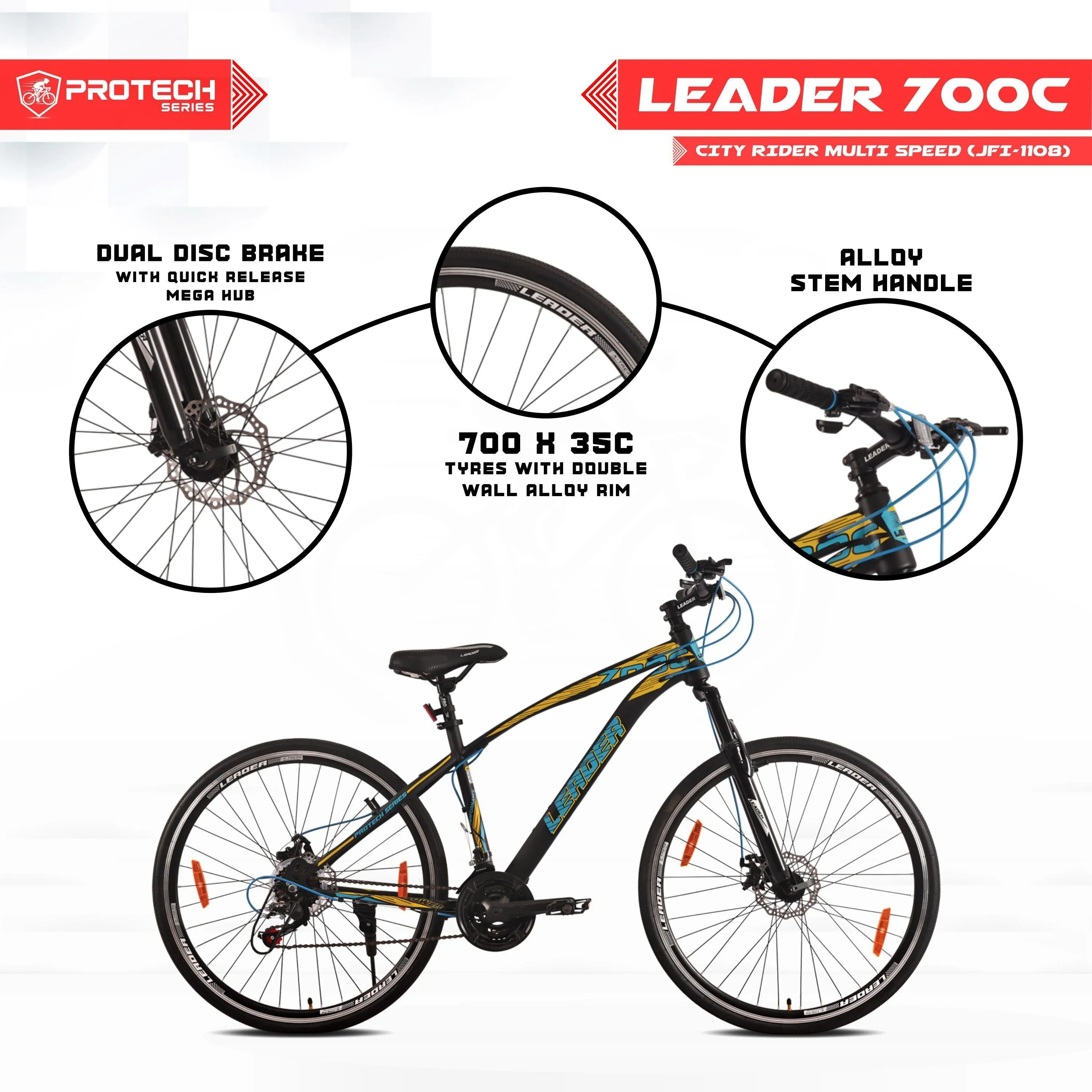 TEST WEBHOOK] 700c [21-speed] Hybrid City Cycle With Dual Disc Brake And Front Suspension 700c T Hybrid Cycle/city Bike (21 Gear | Black)