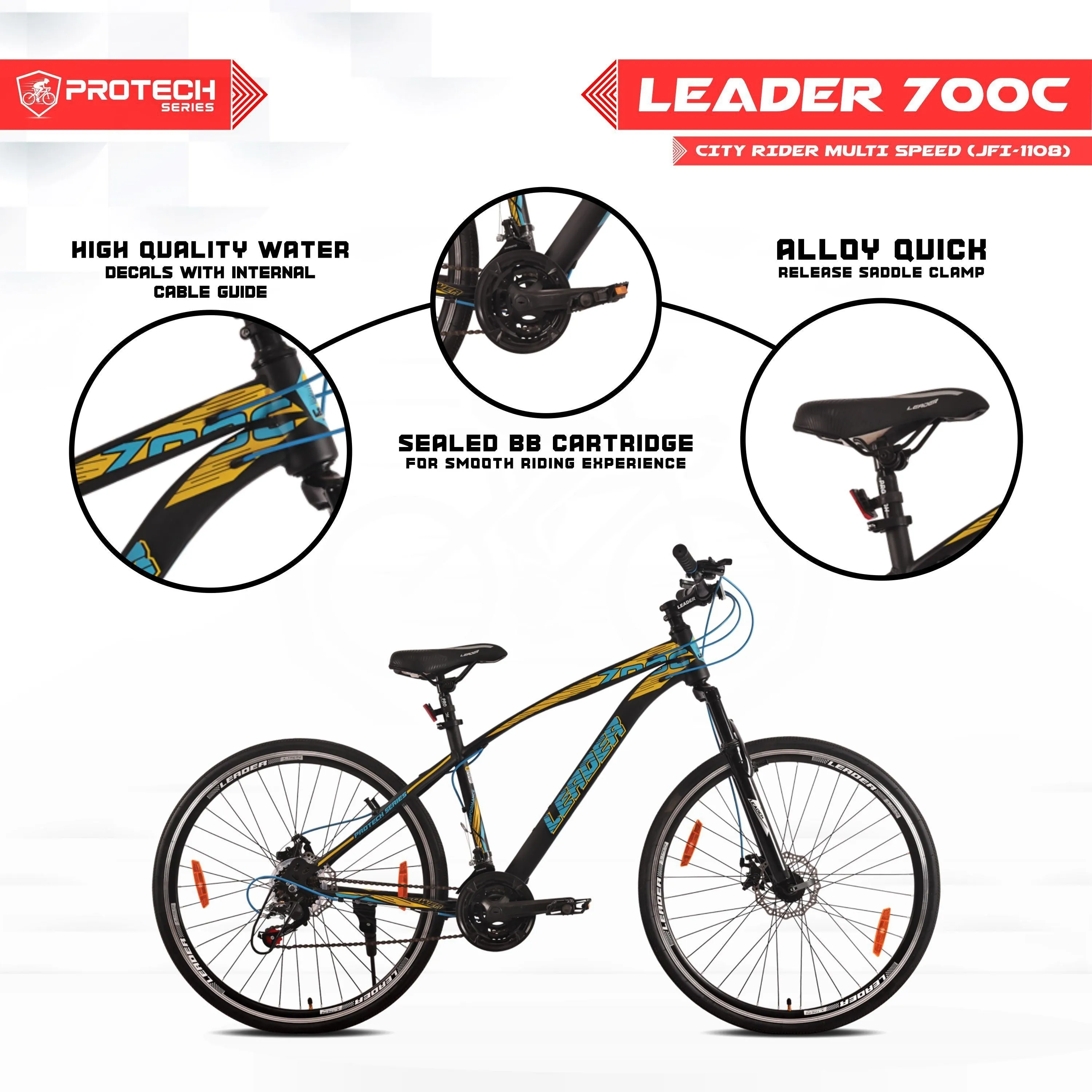 TEST WEBHOOK] 700c [21-speed] Hybrid City Cycle With Dual Disc Brake And Front Suspension 700c T Hybrid Cycle/city Bike (21 Gear | Black)