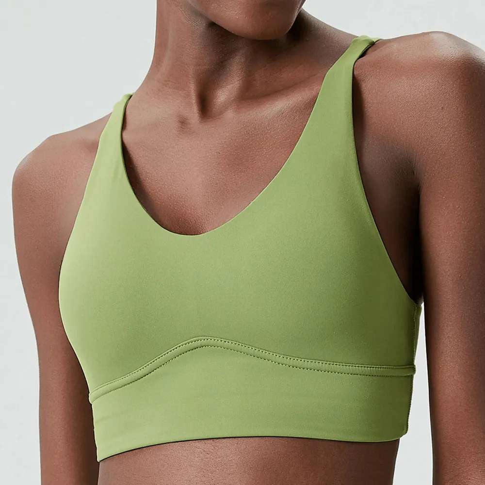 Vibrant Solid Color Sports Bra With Sexy Cross-Back - SF2087