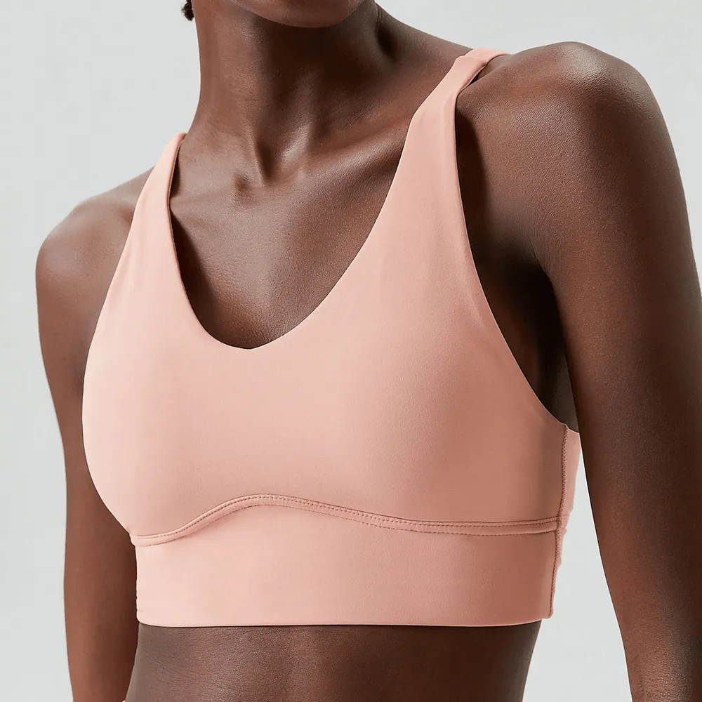 Vibrant Solid Color Sports Bra With Sexy Cross-Back - SF2087