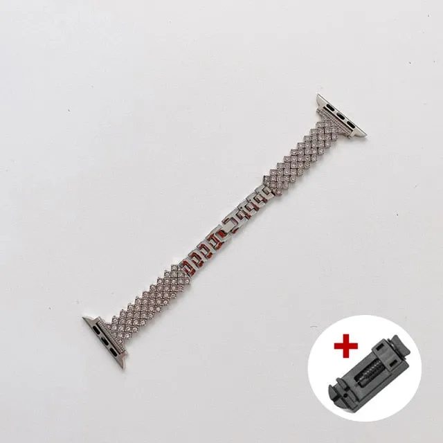 Woman Metal Premium Steel for Apple Watch band case Series 6 5 4 Luxury Diamond Bracelet iWatch 38mm 40mm 41mm 42mm 44mm 45mm Wristband