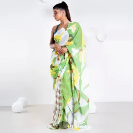 Women Gisele Georgette Digital Printed Saree In Green Color