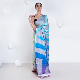 Women Noelle Satin Georgette Digital Printed Saree In Grey Color