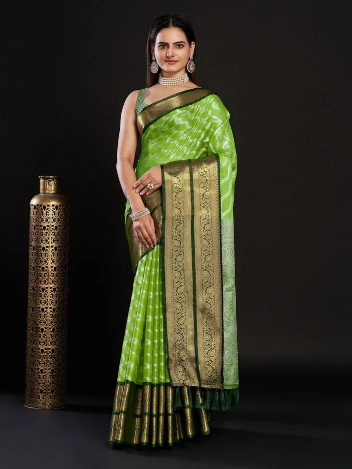 Women Party Wear Designer Green Colour Kanjivaram Silk Saree Collection