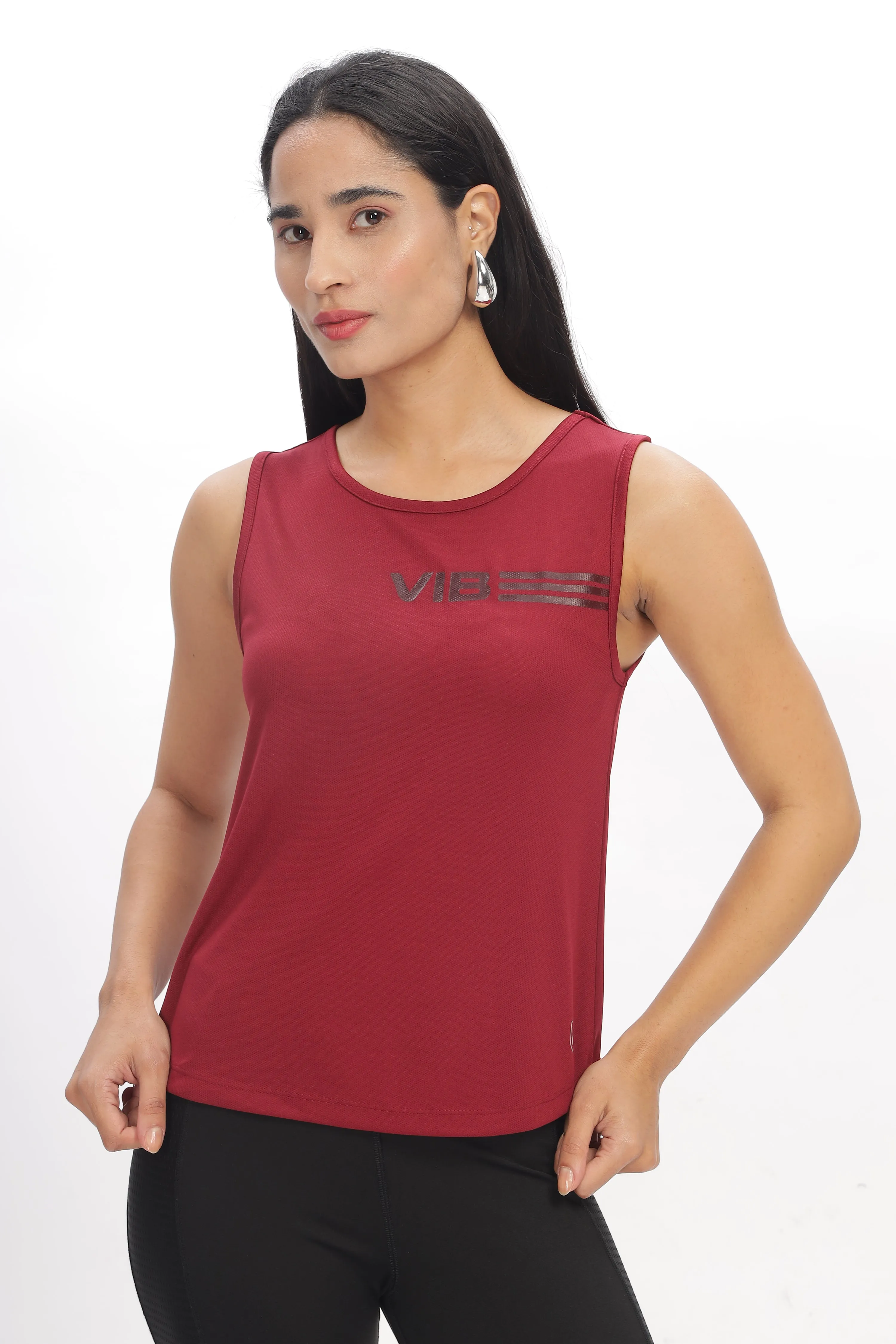 Women's Scoop Neck Tank Top with Chest Print