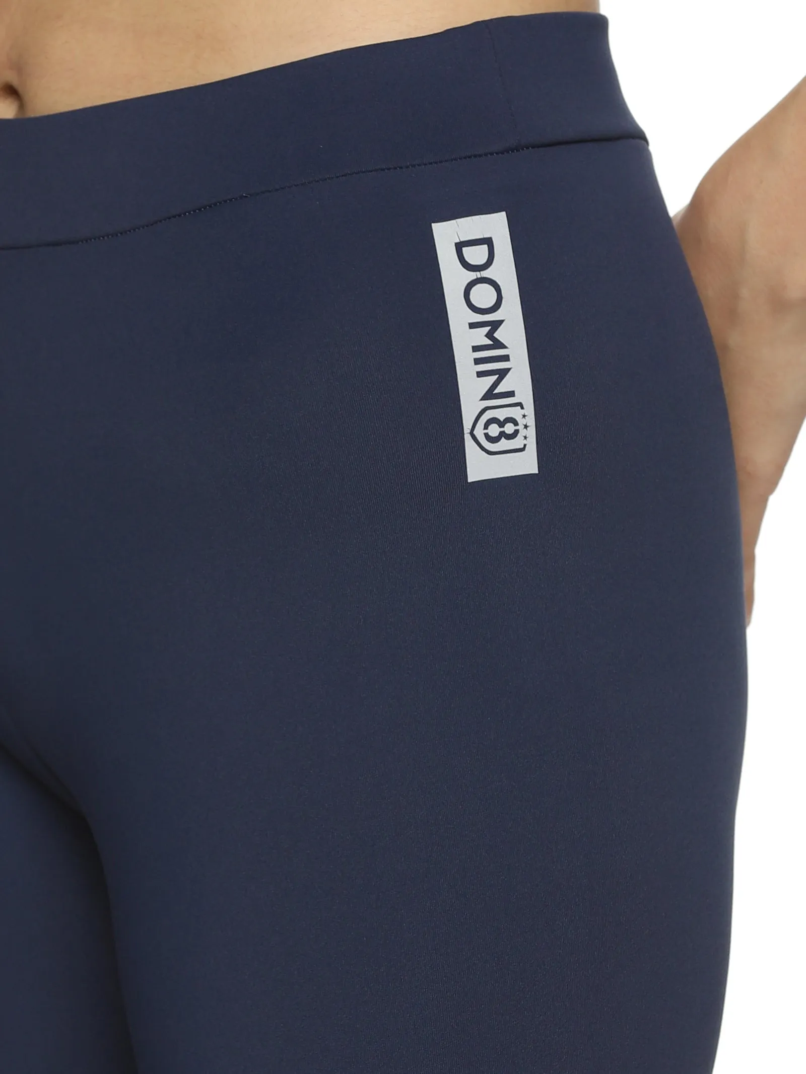 Women's Slim-fit Blue Training Tights with Elasticated waist.